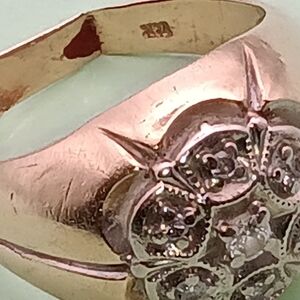 Antique 18TH CENTURY GEORGIAN 16K Gold 7 DIAMOND CLUSTER MENS RING